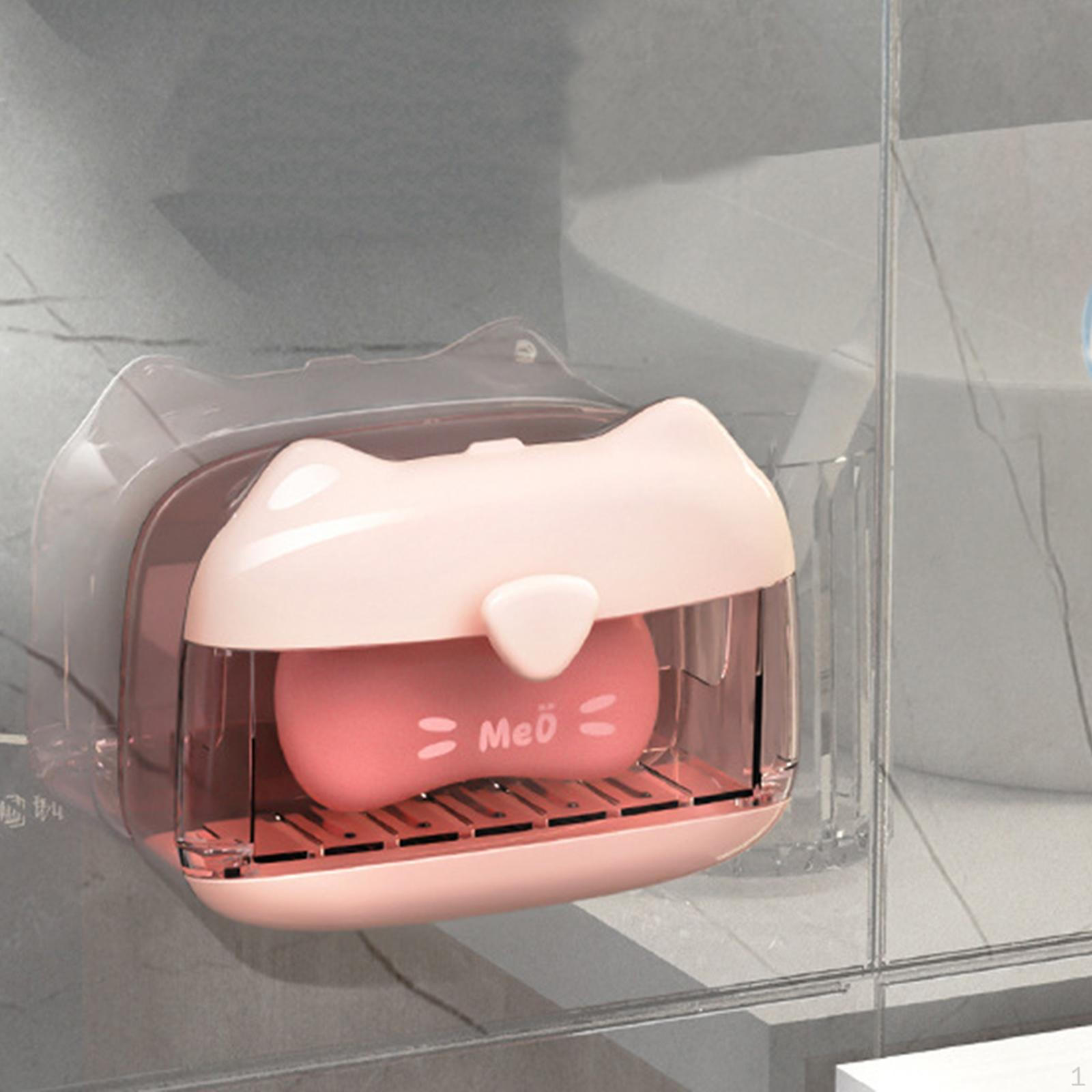 

Drain Soap Dish ,Shower Holder with Lid ,Wall Mounted, Stand, Box for рожевий