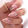 Almond Shape Leopard Print Manicure Tips - French Hot Girl Style with Sweet Stripes