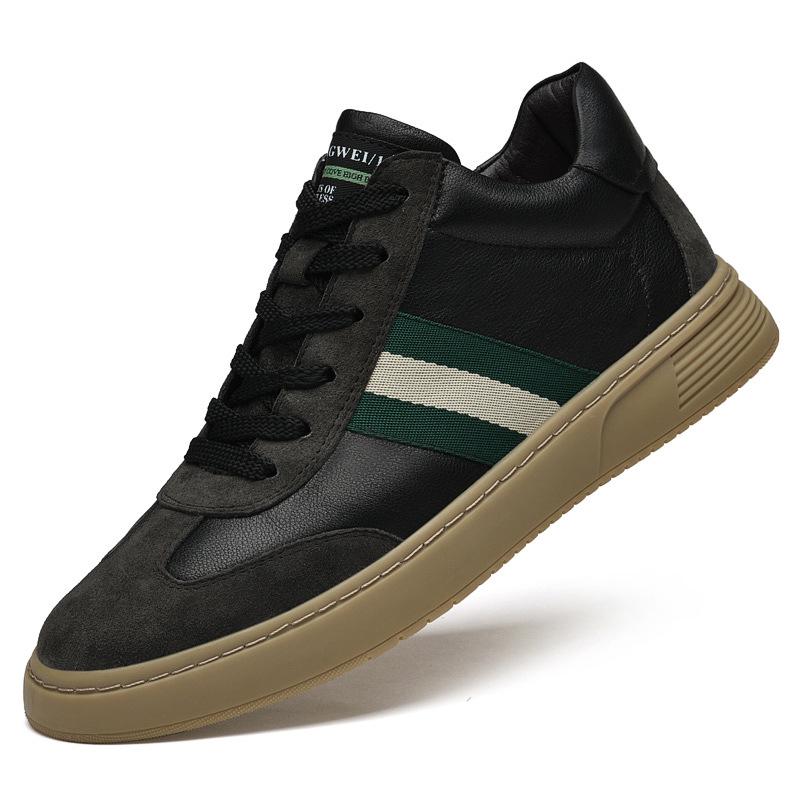 Men s Retro Pigskin Casual Lace-up Loafers - Round Toe, Low Heel Board Shoes for Daily Work 39