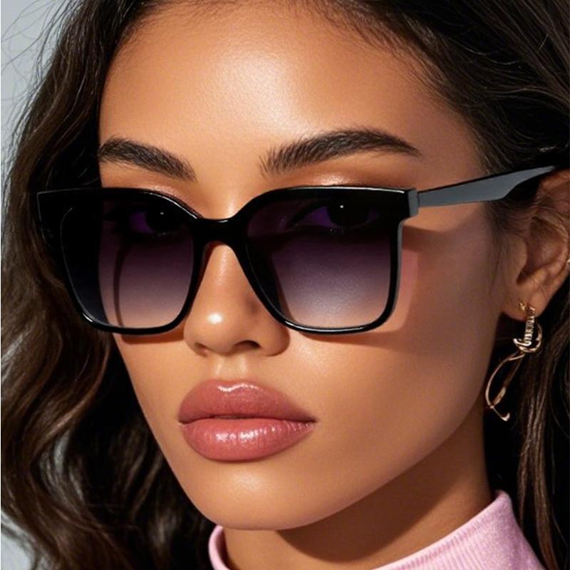 4pcs Large Frame Cat Eye Sunglasses Retro Gradient Square Lens Oversize Cycling Sun Glasses Women  Shades Vintage Eyewear UV400