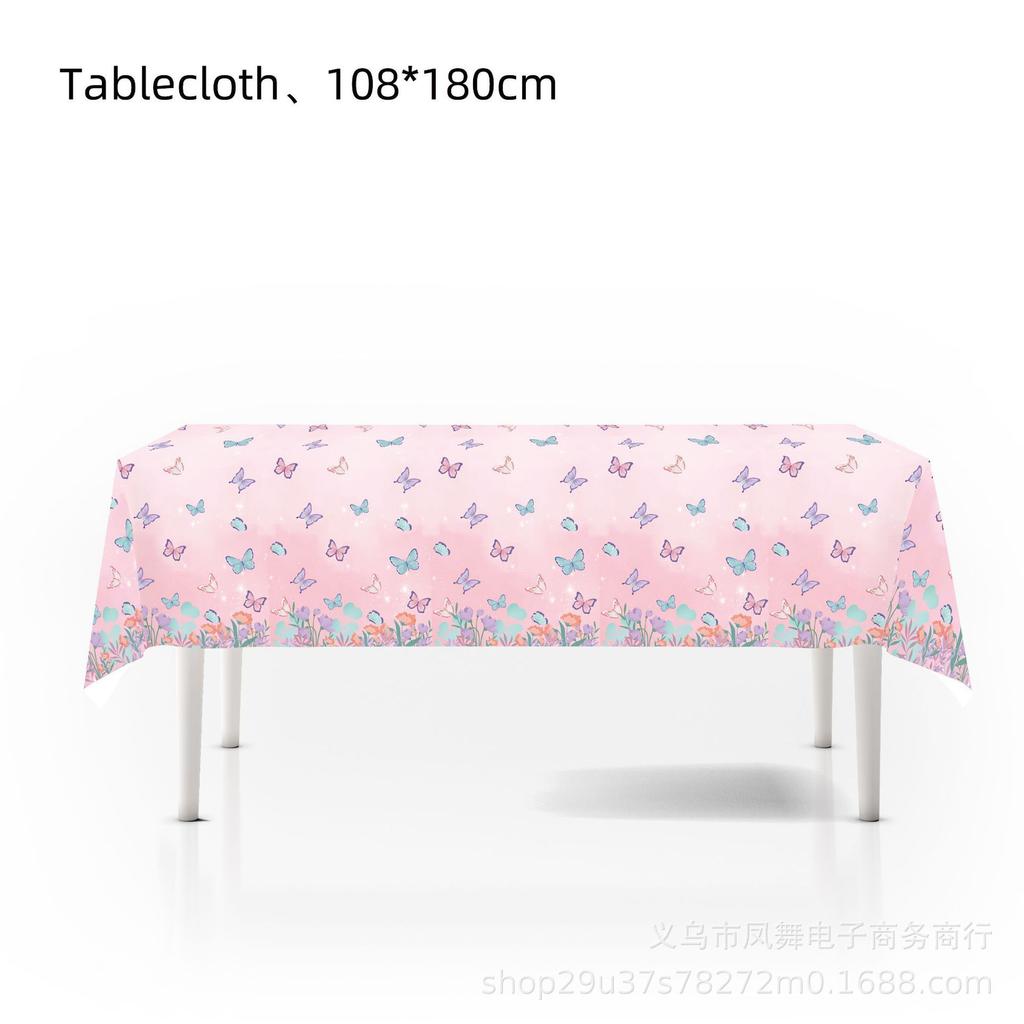 Pink Butterfly Theme Birthday Party Disposable Paper Plate Tissue Paper Cup Party Decoration Scene Supplies Set