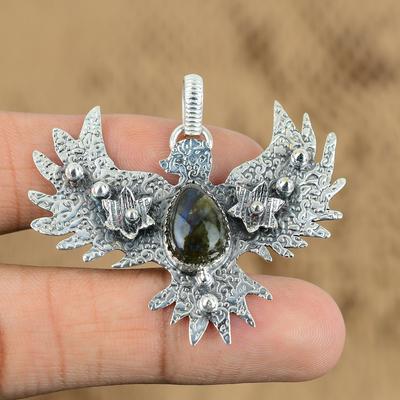 Mothers Day Deal Labradorite Gemstone 925 Sterling Silver Birthday Eagle Pendant