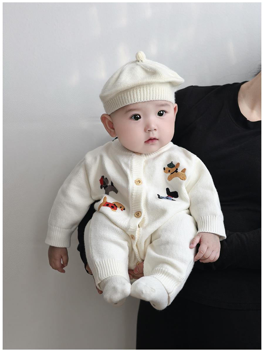 Реальное фото Свитер-комбинезон для новорожденного щенка - Белый/Красный 66 cm