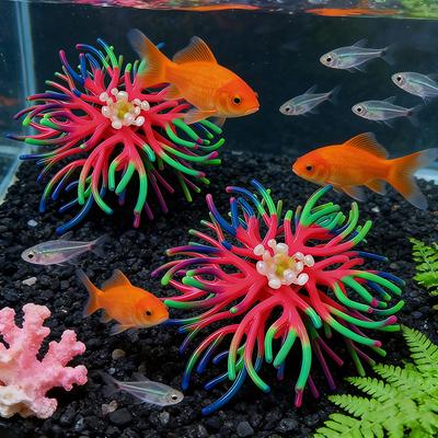 Corail Artificiel en Silicone Sous-marin Aquarium Aquarium Décoration de Simulation Fonds d'Aquarium Plantes Herbe Aquatique Accessoire