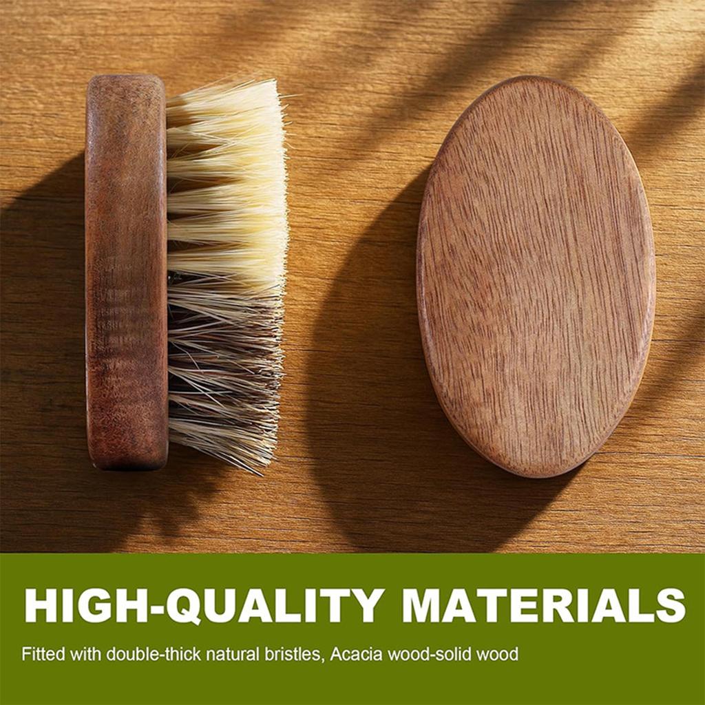 Natural Solid Wood Kitchen Cleaning Brush Dual Bristle Fruit Vegetable Scrub Brush Dish Pot Sink Scrubber with Hanging Rope for Potato Carrot Cookware