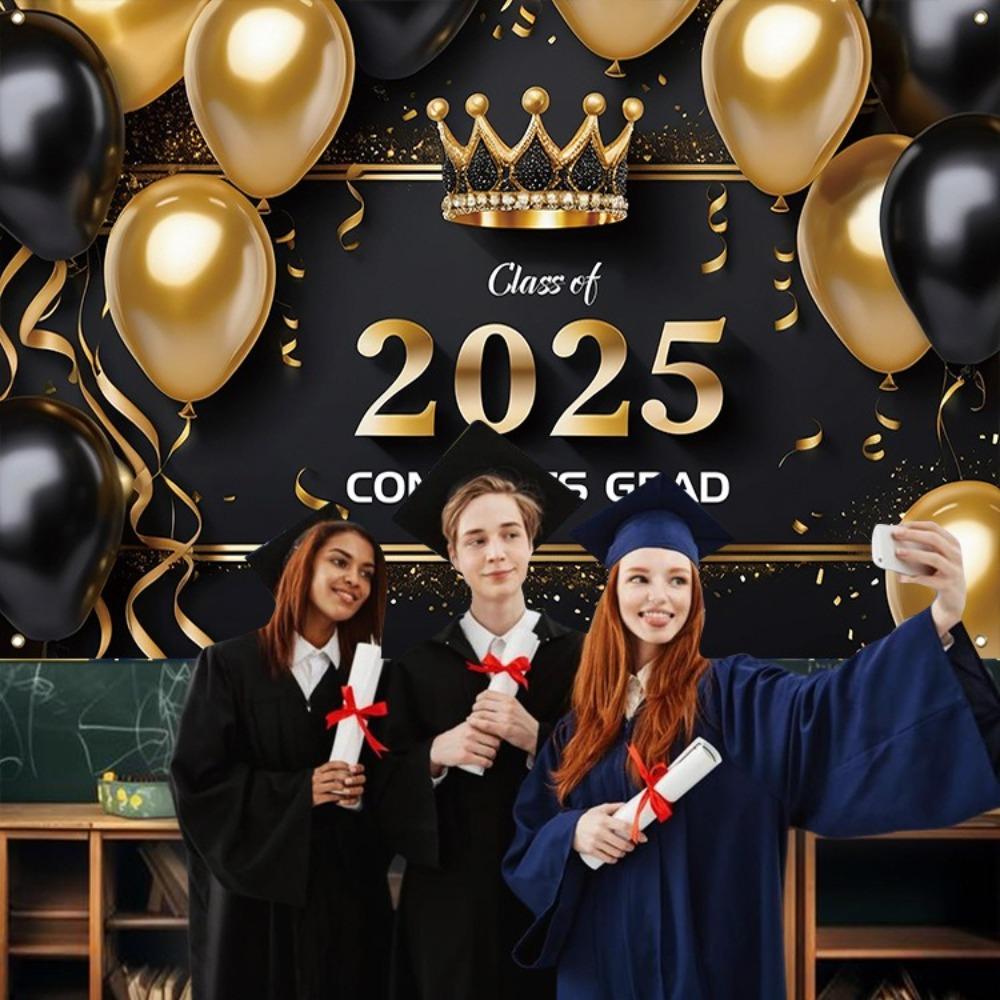 Class of 2025 Graduation Photography Backdrop 180x115cm Happy Graduation Banner  Adults Kids