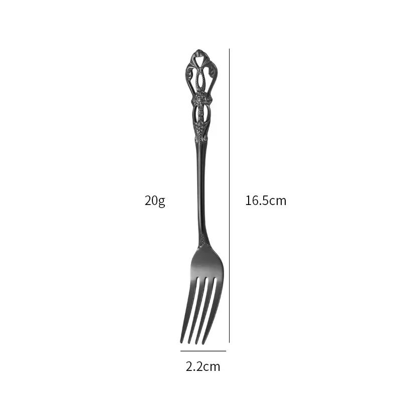 European Style Stainless Steel 4pcs Dinnerware Set - Retro Hollow Design Gold Spoon, Fork and Royal Steak Knife for Home Decor