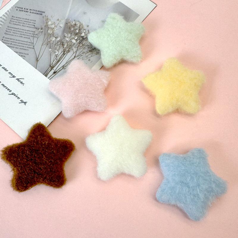 Double-Sided Plush Star Charms for DIY Hair Clips & Clothing Decoration