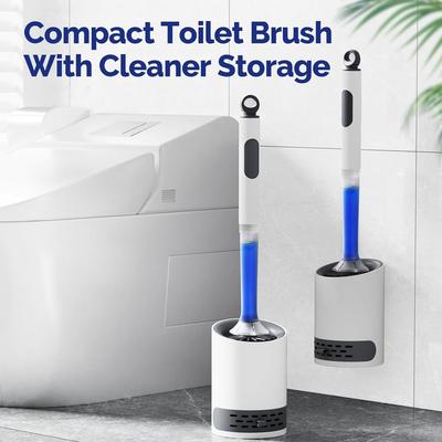 Toilet Brush Holder Set Silicone Toilet Cleaning Brush With Refillable Handle Dispenser Toilet Clean Tools Bathroom Accessories