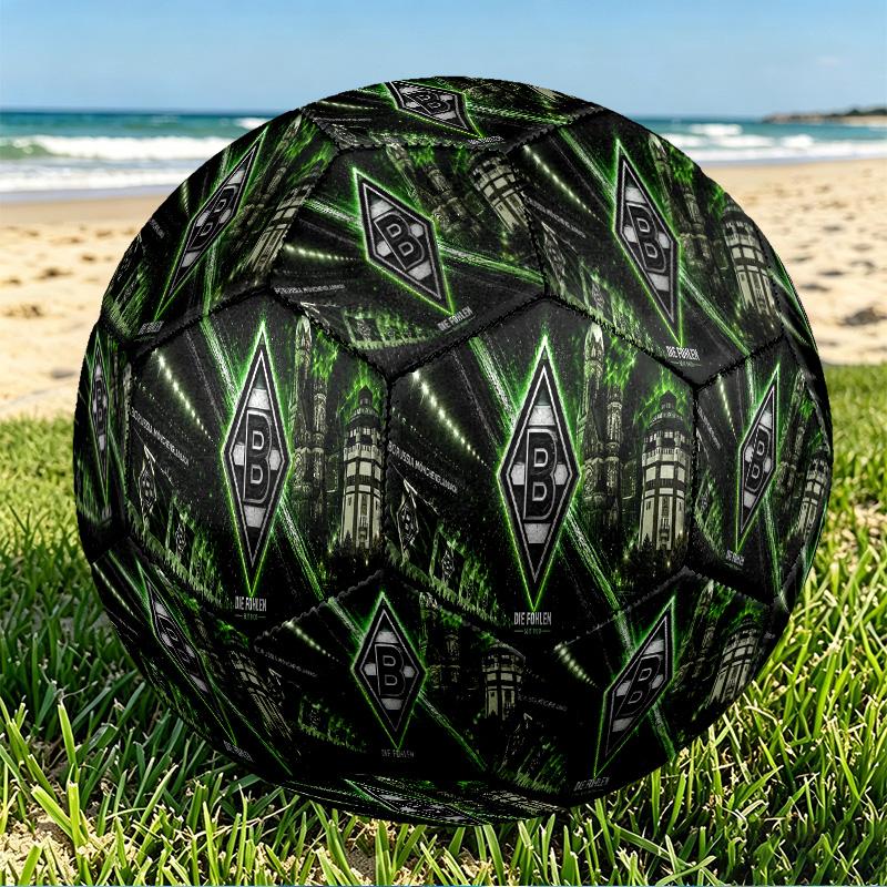 Borussia Monchengladbach Print Size 5 Soccer Ball, PU Wear Resistant Football for Match Training and Daily Practice, Birthday Gift for Soccer Fans