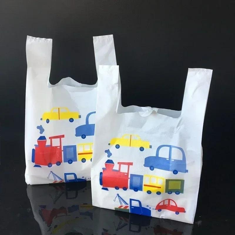 Handheld Plastic Bags Restaurant Takeaway Packaging Bag Shop Shopping Clothing Food Baking Dessert Cartoon Pattern Packing Bag