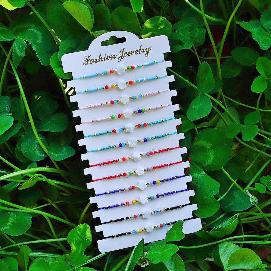12Pcs/Pack  Bohemia String Bracelet For Women Girl Handmade Braided Shell Braslet Premium Weaven Seed Beads Braclet Beach Joias