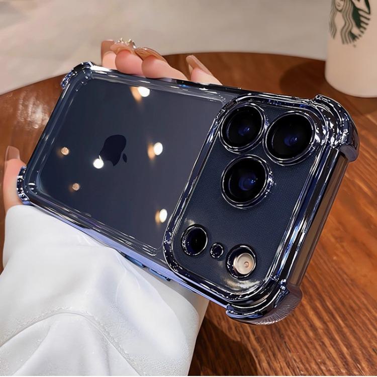 Transparent Bumper Acrylic Phone Case for For Iphone 16 17 Pro 12 13 14 11 15 Pro Max Plus Hard Back Shockproof Silver Button Cover