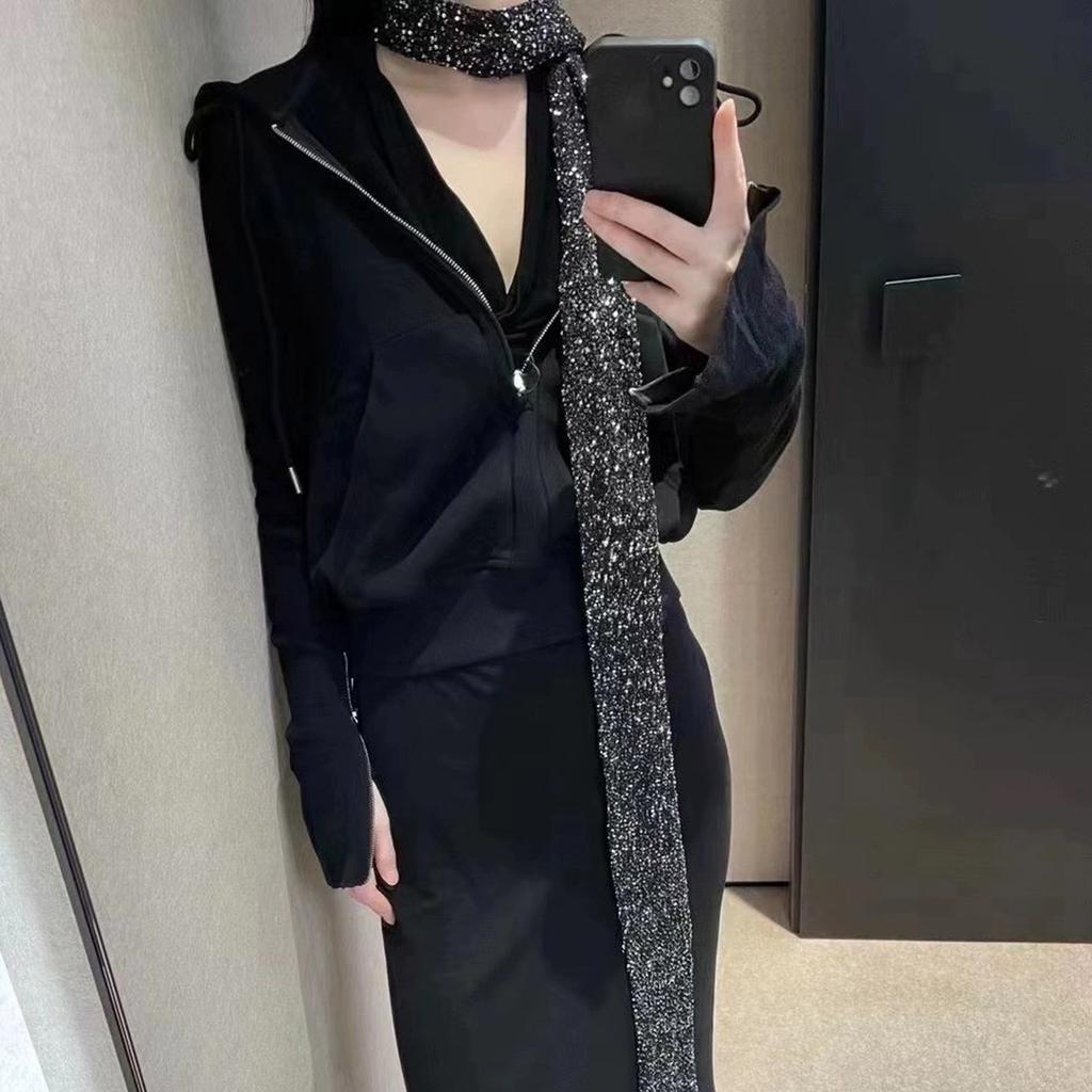 Popular Sequined Scarf for Formal Event Soft Knitted Neck Scarf Women Party Neckwear Crochet Neck Warmer Eye Catching