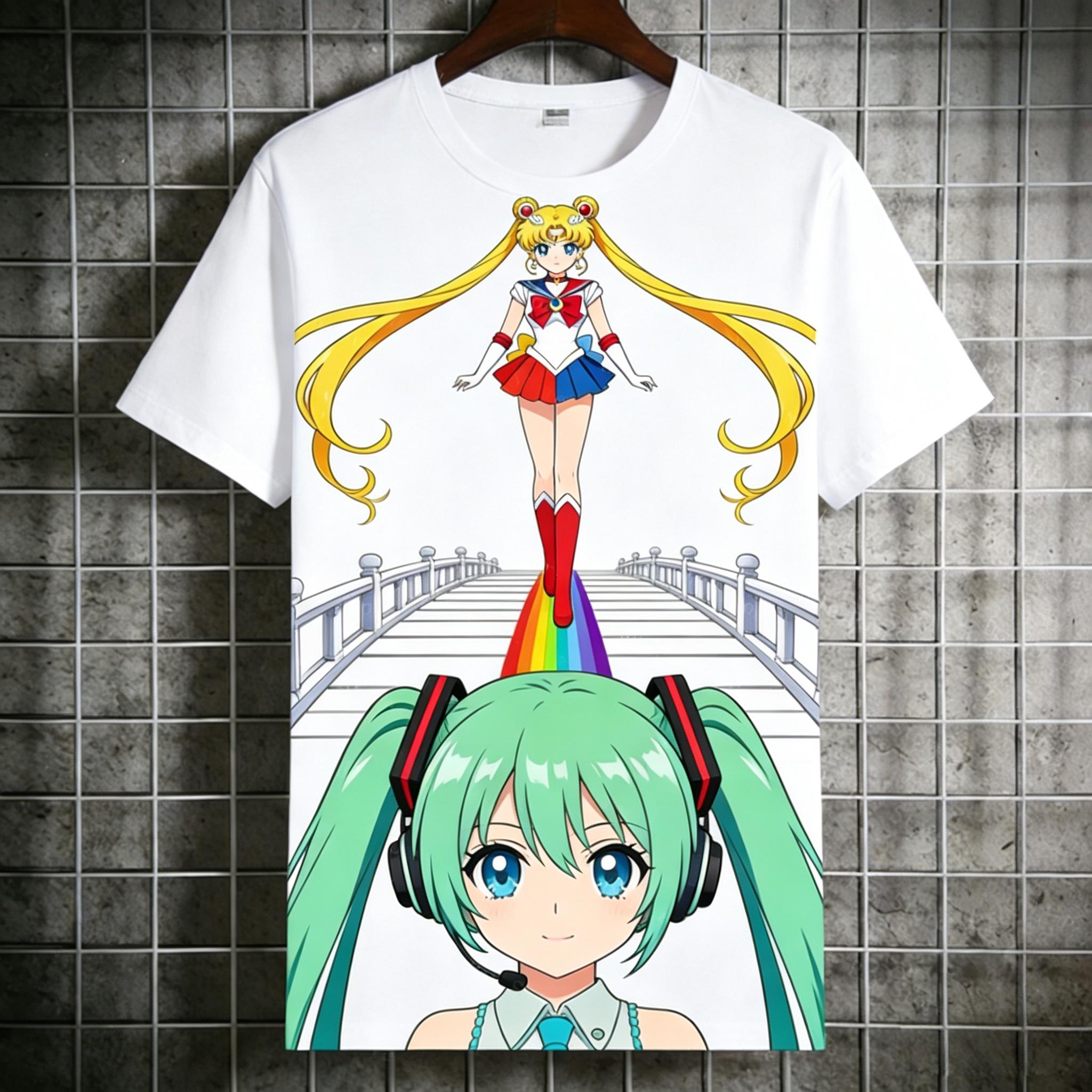 Summer 2026 Sailor Moon Hare Healing Wind Theme 3D Printed Breathable Quick Drying Tshirt for Unisex and Women Parentchild Top S