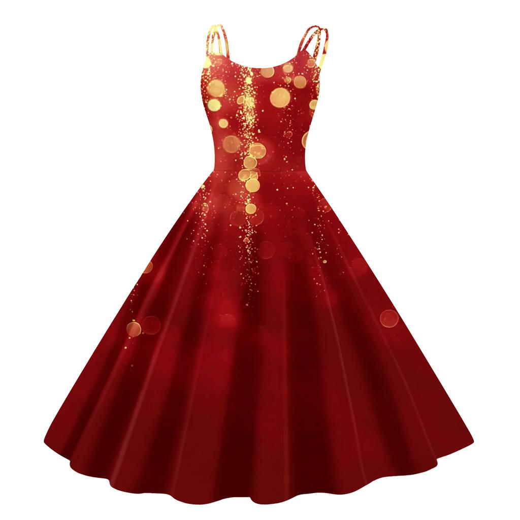 Women's Fashion Casual Christmas Print Sexy Off-the-shoulder Punk Retro Dress