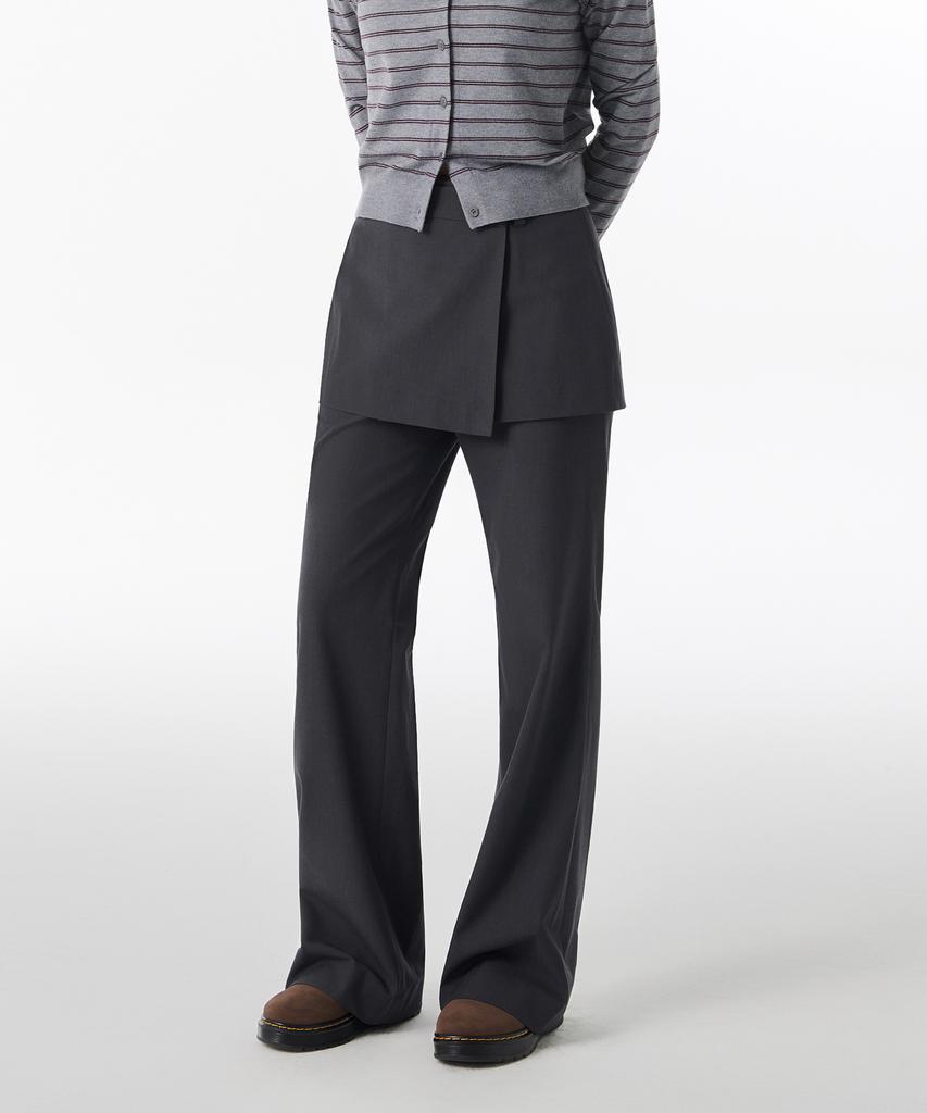 MUSINSA STANDARD WOMAN Women'S Wrap Skirt Layered Slacks [Gray]