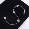 S925 Silver Four Leaf Grass Diamond Bracelet Full D Moissanite Adjustable Chain Wedding Engagement Party Women Birthday Gift