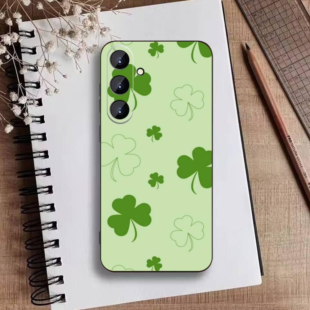 2026-Four-leaf Clover Phone Case For Samsung Galaxy A73,A21s,A22,A31,A52,A53,A71,A41Soft Black Shell