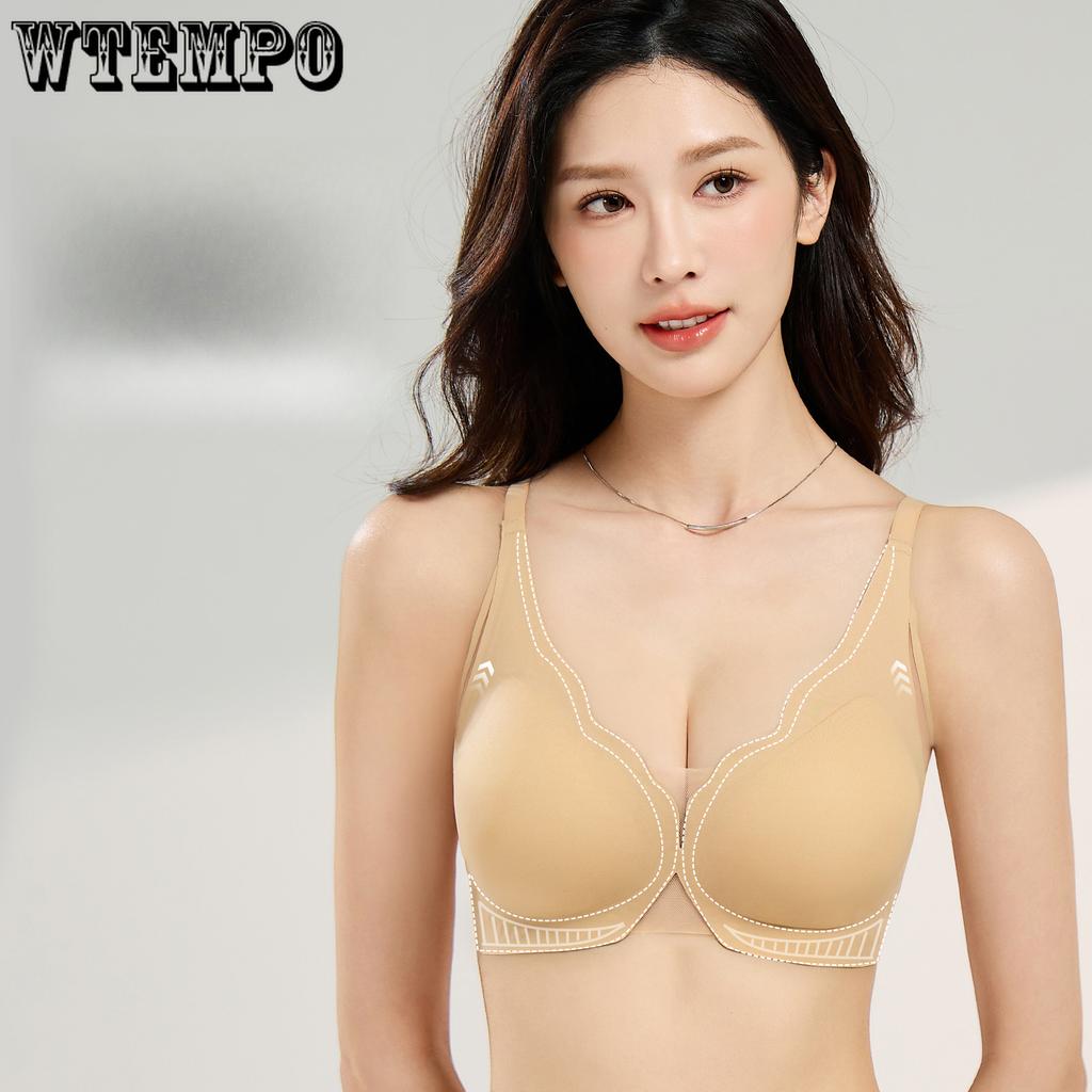 Invisible Bra Women's Mesh Fabric Breathable Gathering Underwear Seamless Bra Push Up Bra