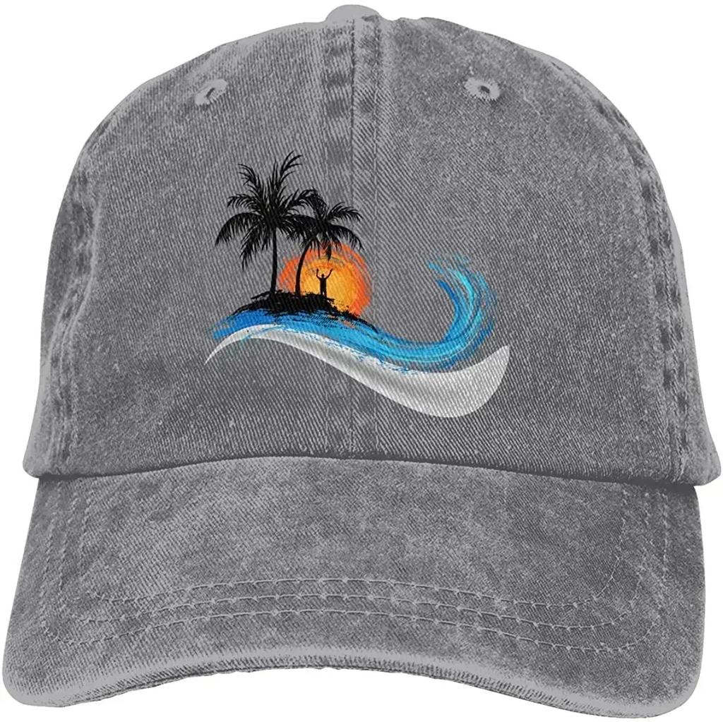 Palm Tree Baseball Caps Summer Aloha Beaches Outdoor Adjustable Cotton Denim Dad Hat Trucker Hat Snapback Cap