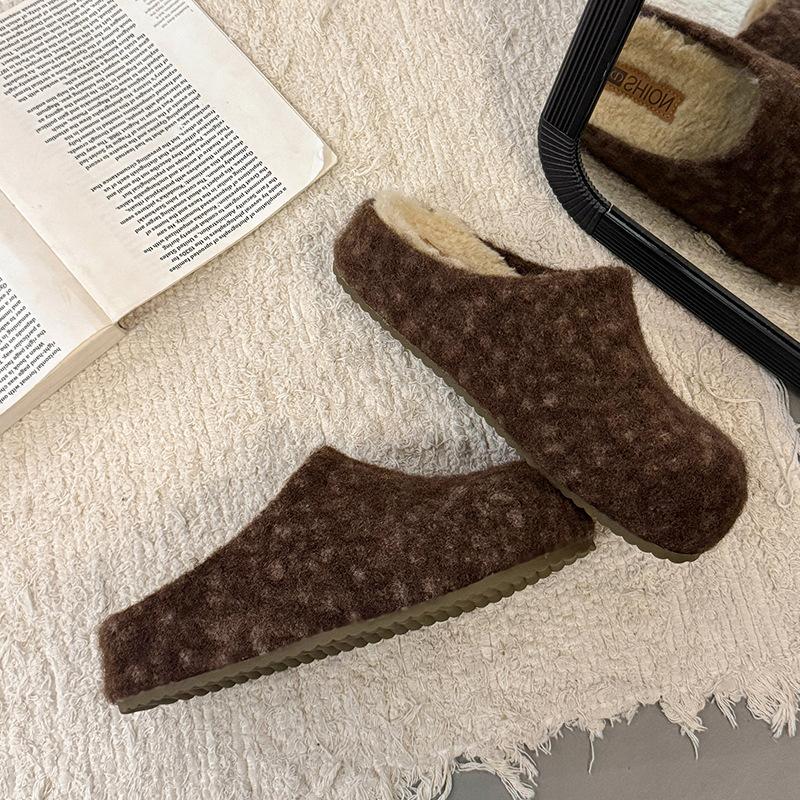 

Boken Baotou Mao Mao Half Slippers Women s Outer Wear 2025 New Autumn and Winter Thick-soled Height-increasing Plush Lazy Muller Cotton Shoes 40