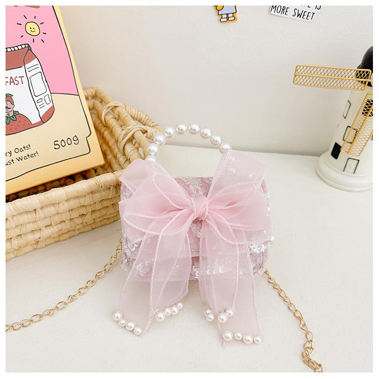 Cartoon Flower Bow Girl Decoration Children Shoulder Bag With Lace Design