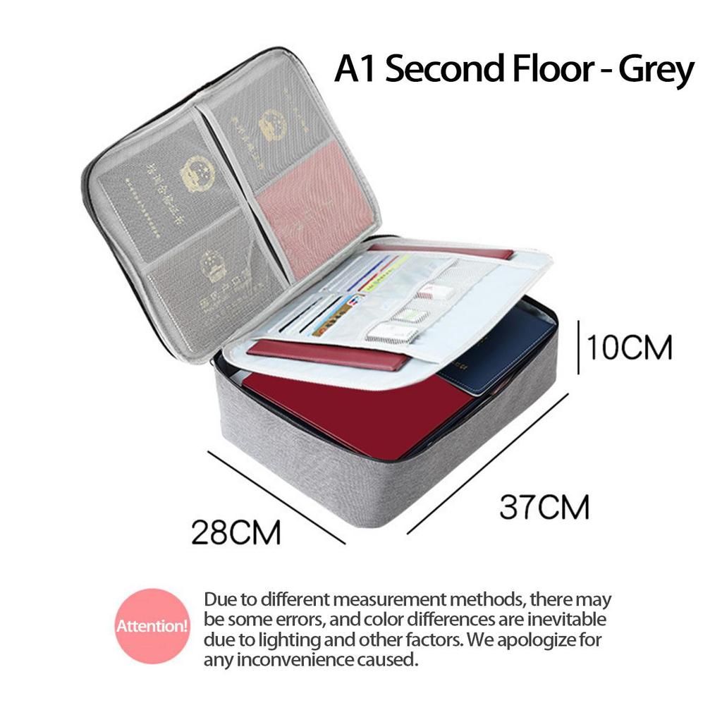 Household Multi-Layer Document Storage Box for Certificates Passports Cards Multi-Function File Storage Bag for Family