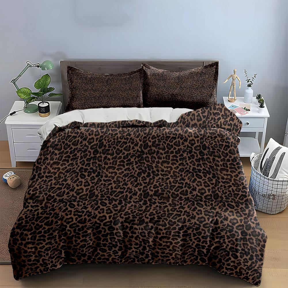 Leopard Print Pattern Set Bedding Duvet Cover Set Duvet Cover Pillowcases  (1*Duvet Cover 2*Pillowcases, Without Duvet Insert)