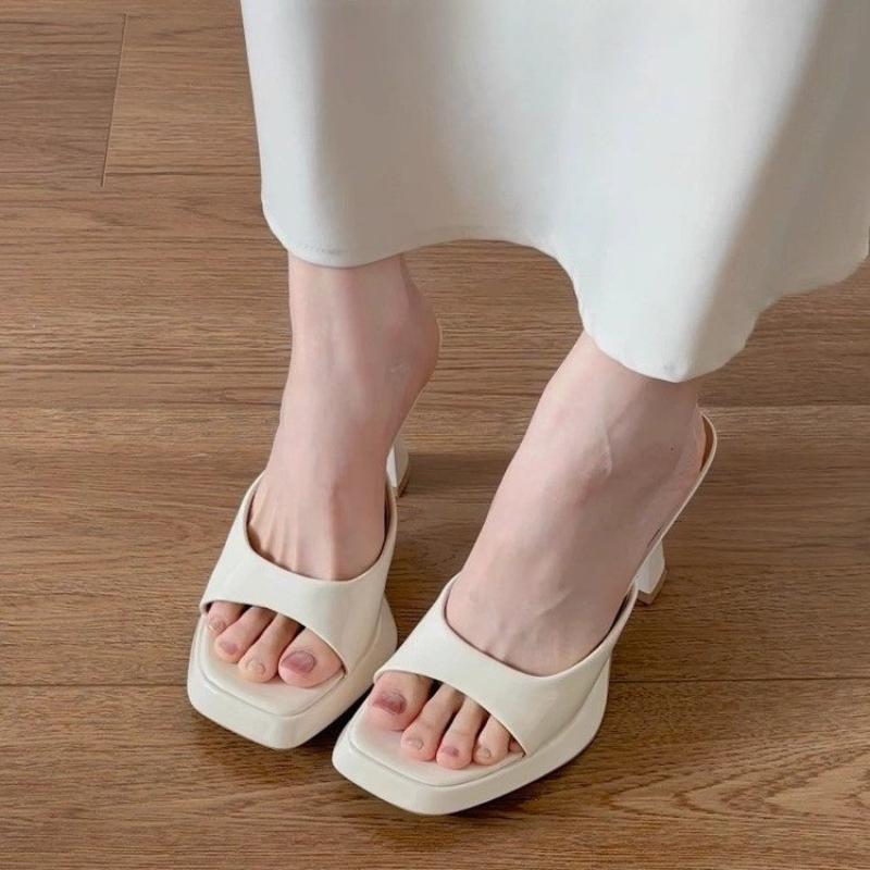 2026 Square Platform Stiletto Flip Flops Summer NewToe Open Toe Non-Slip Slip Non-Slip Wear-Resistant High Heels