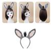 Fascia con Orecchie d'Asino Papillon a Coda Gonna Naso con Denti Accessorio Costume Animale Asino di Halloween per Bambini Ragazzo Ragazza Cosplay