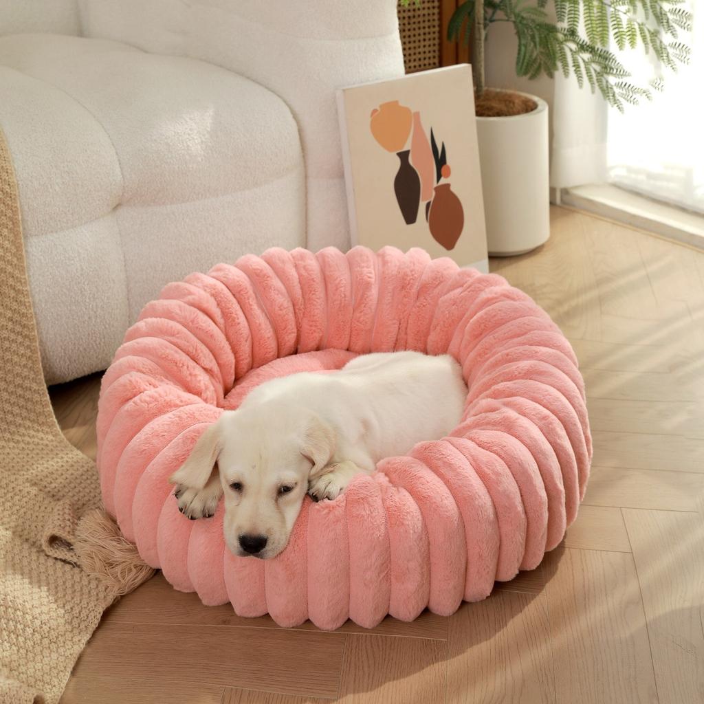 Pet Nest Straight Rabbit Plush Pet Pad Long Hair Round Cat Nest Winter Warm Dog Bed Kennel