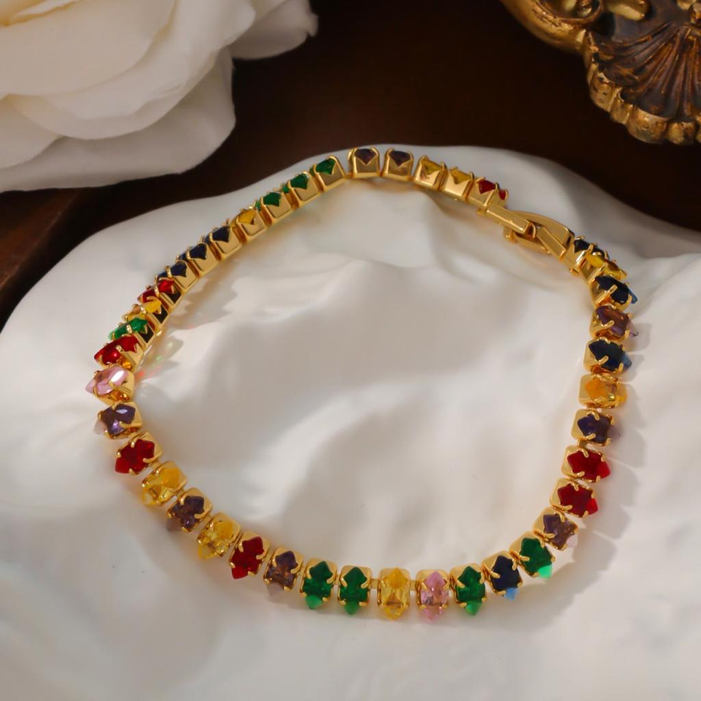 Halskette Damen Bunte Glasierte Schlüsselbein Kette Premium Französische Halskette