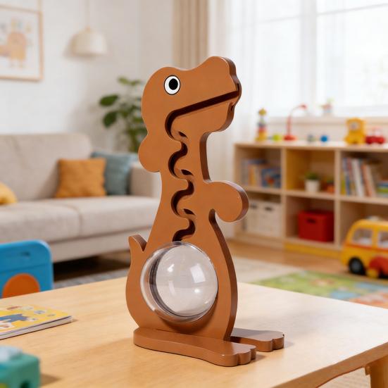 Holz Dinosaurier Sparschwein Klarer Acryl Bauch Münz Bargeld Behälter Jungen Mädchen Cartoon Hund Pinguin Geldsparen Box Dekoration