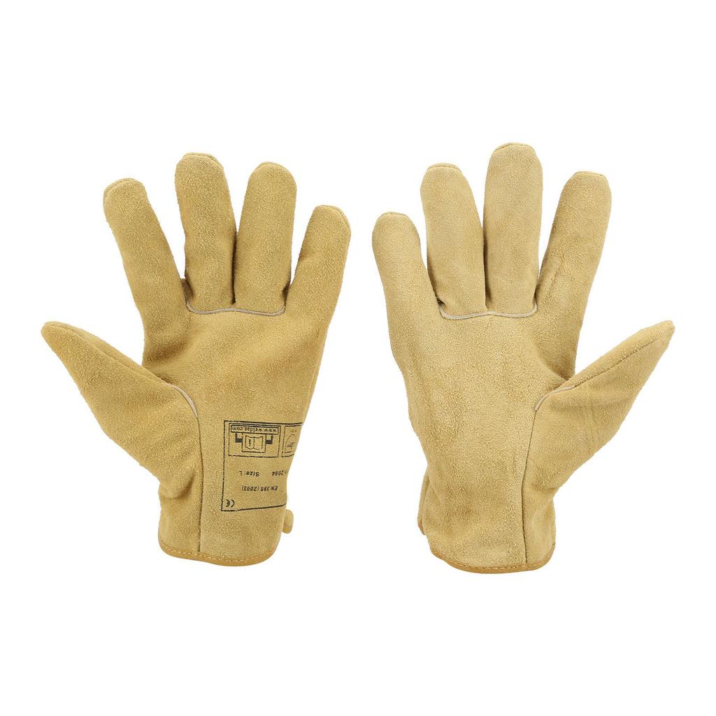 Pair Welding Gloves WearResistant Cow Split Yellow Labor Protection for Drivers Carry(XL )