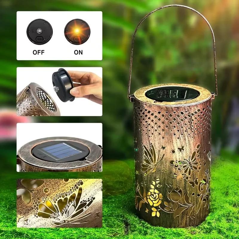 Lanternă Decorativă LED Solară de Agățat în Aer Liber, Fluture Golită, Lumini Solare de Grădină pentru Curte, Gazon, Alei, Lumini pentru Decor peisagistic
