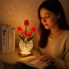 USB Charge Tulip Crystal Flower Lamps 3 Color Night Lamp Unique Flower Light  Bedroom
