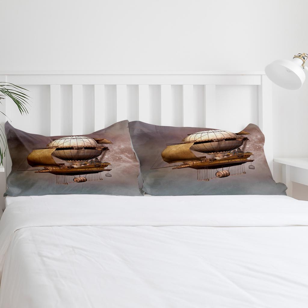 Steampunk Airship Retro Style Bedding Set 3pcs Duvet Cover Pillowcase Kids Adult Quilt Cover Double Bed Set Home Textile