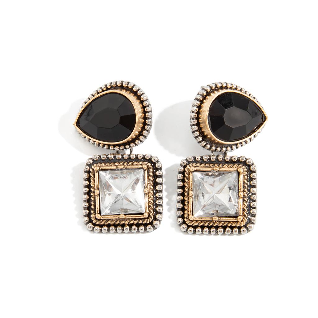 SHIXIN Luxury Shiny Large Rhinestone Square Drop Earrings for Woman Vintage Geometric Water Drop Pendant Earrings Jewelry Gift