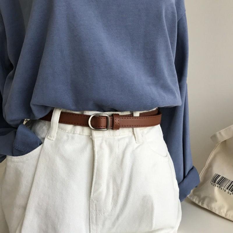 

Стильный пояс с квадратной пряжкой из искусственной кожи для мужчин и женщин, модный и минималистичный NoHoleBrown Edge