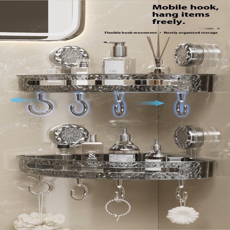 Acrylic Punch-free Bathroom Storage Rack Suction Self Draining Hanging Rack Wall Mounted Toiletries Organizer