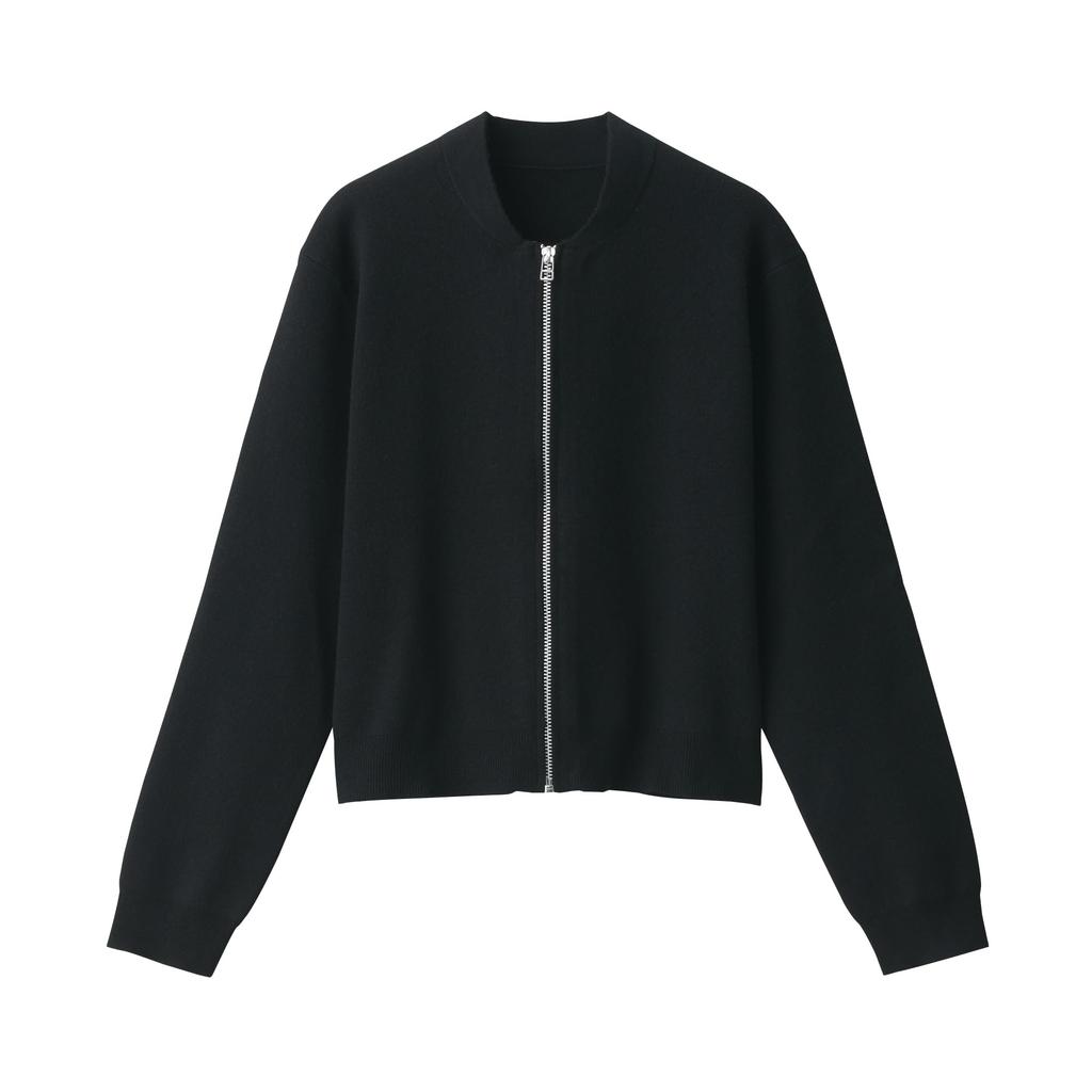 MUJI Women's Milan Rib Knit Blouson, Black, Size M, BA1P0A4A