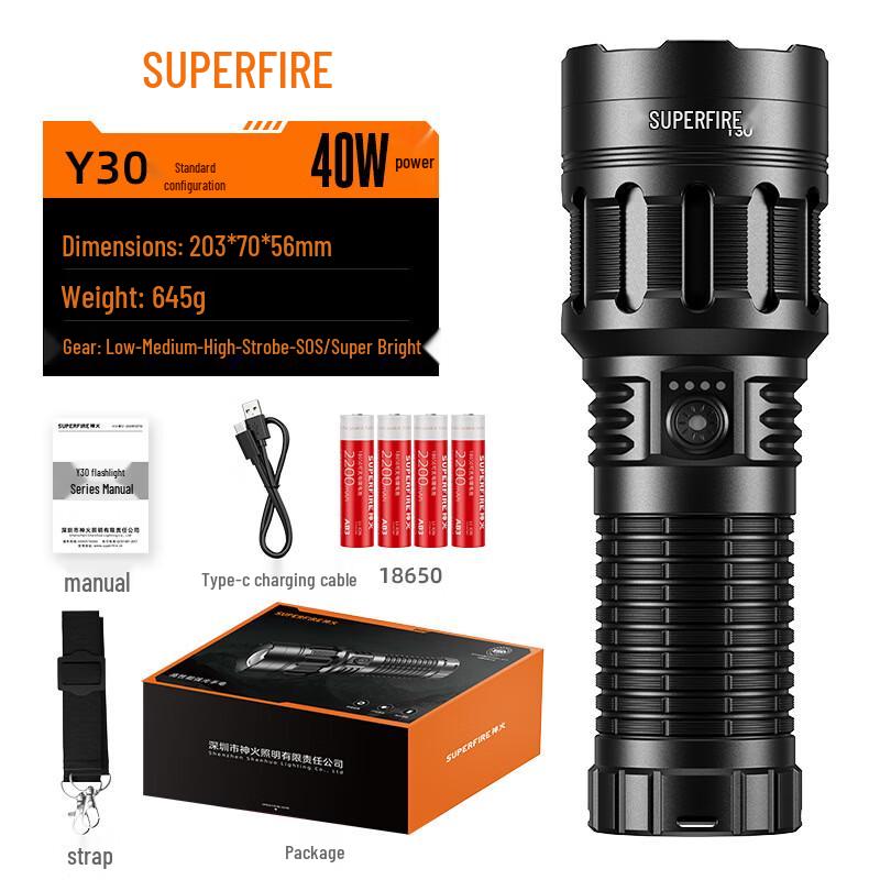 SupFire Y26 Rechargeable Tactical Flashlight with Zoom