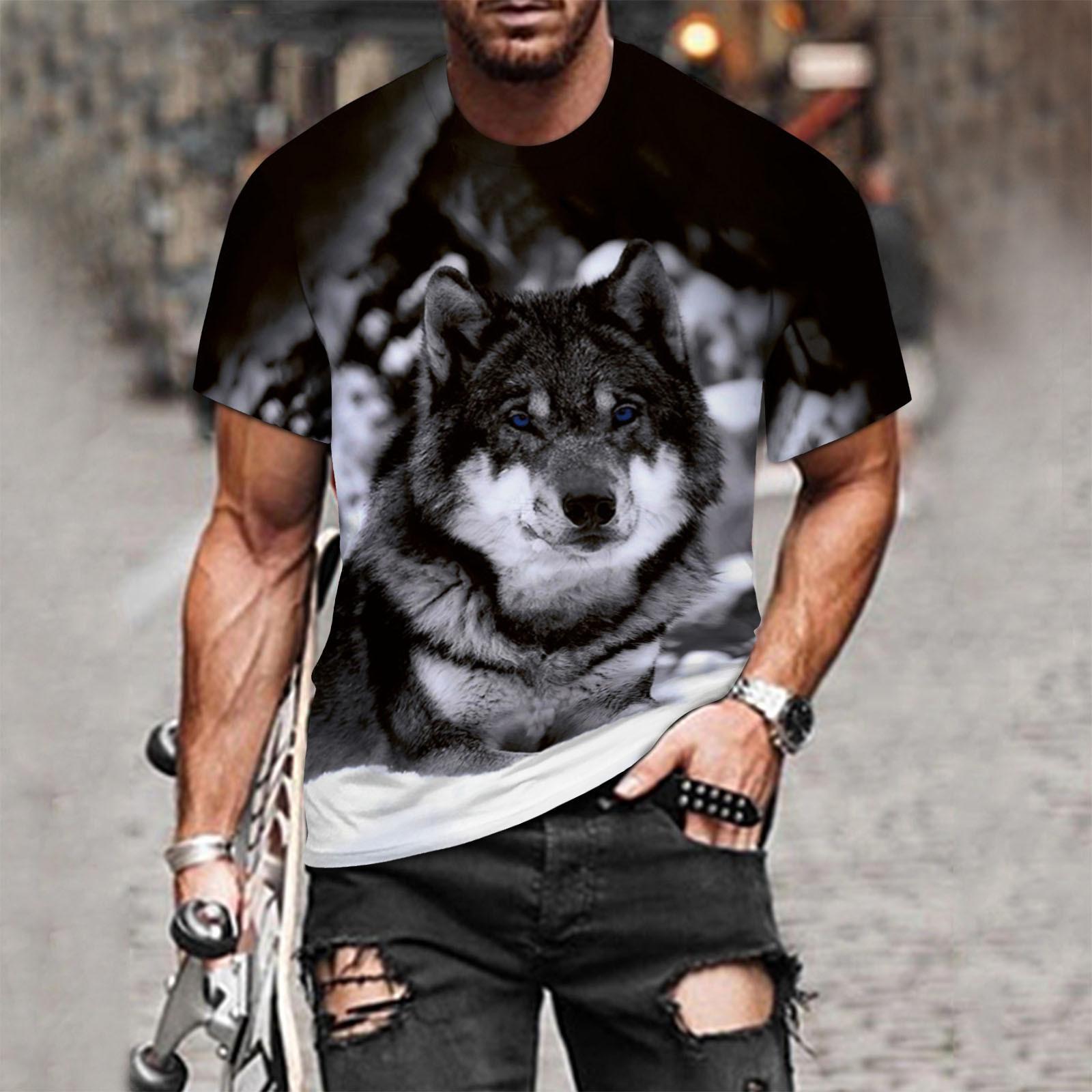 Summer Men s 3D Printed Crew Neck T-Shirt Fashion Versatile Breathable Trend Casual XS