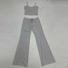 Casual Flare Pants Set for Women Solid Color Crop Tank Top Low Rise Lacing Pants Two Piece Outfit Loungewear Streetwear