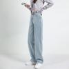 Simple High-waisted Wide-leg Jeans Women's Straight New Spring Loose Drape and Thin Small Floor Pants