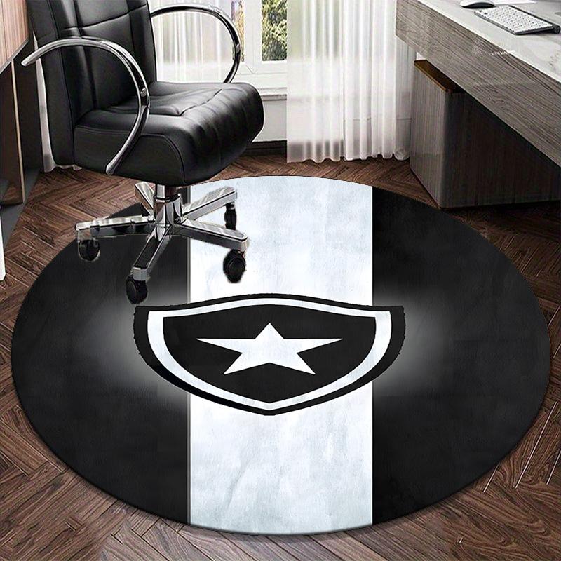 1PC round rug Shield With Star Emblem Printed Round Area Rug ,Rug For Home Office, Round Chair Rug, Decorative Carpet Fan gifts Christmas gift