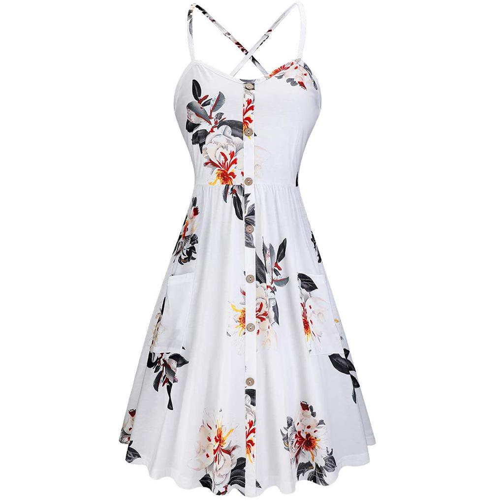 Summer New Fashion French Loose Print Single Strap Off Shoulder Dress main image 1