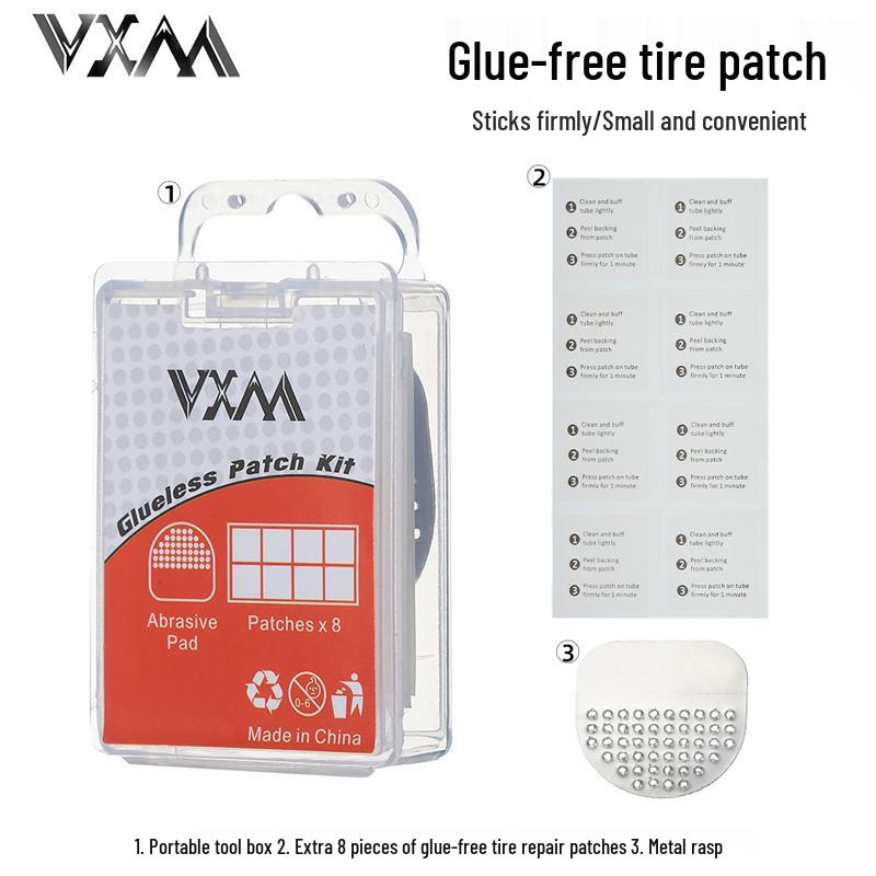 Mountain & Road Bike Glue-Free Tire Repair Set with Patch & Lever Tools