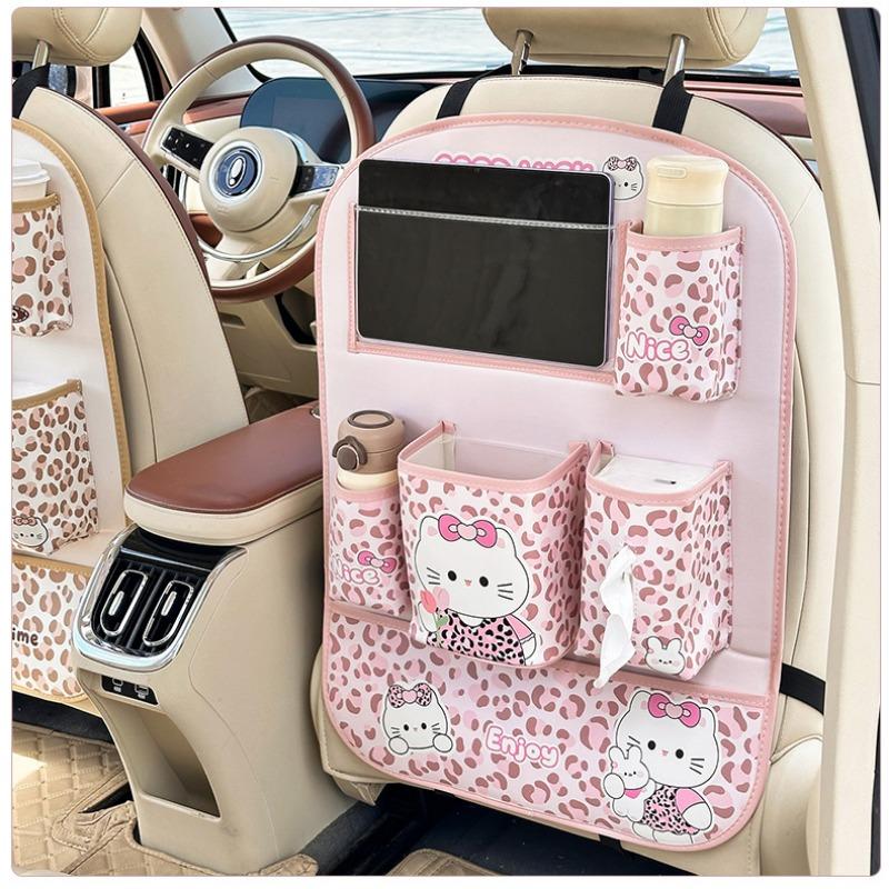 Cute Cat Car Seat Back Organizer Multi Functional Hanging Storage Bag For Car Back Seat